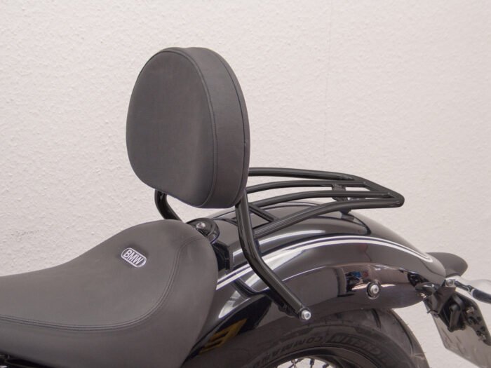 Driver Sissy Bar with big rounded pad and carrier, black